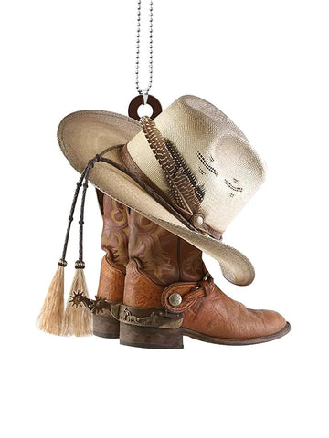 Car Rear View Mirror Cowboy Boots Decoration