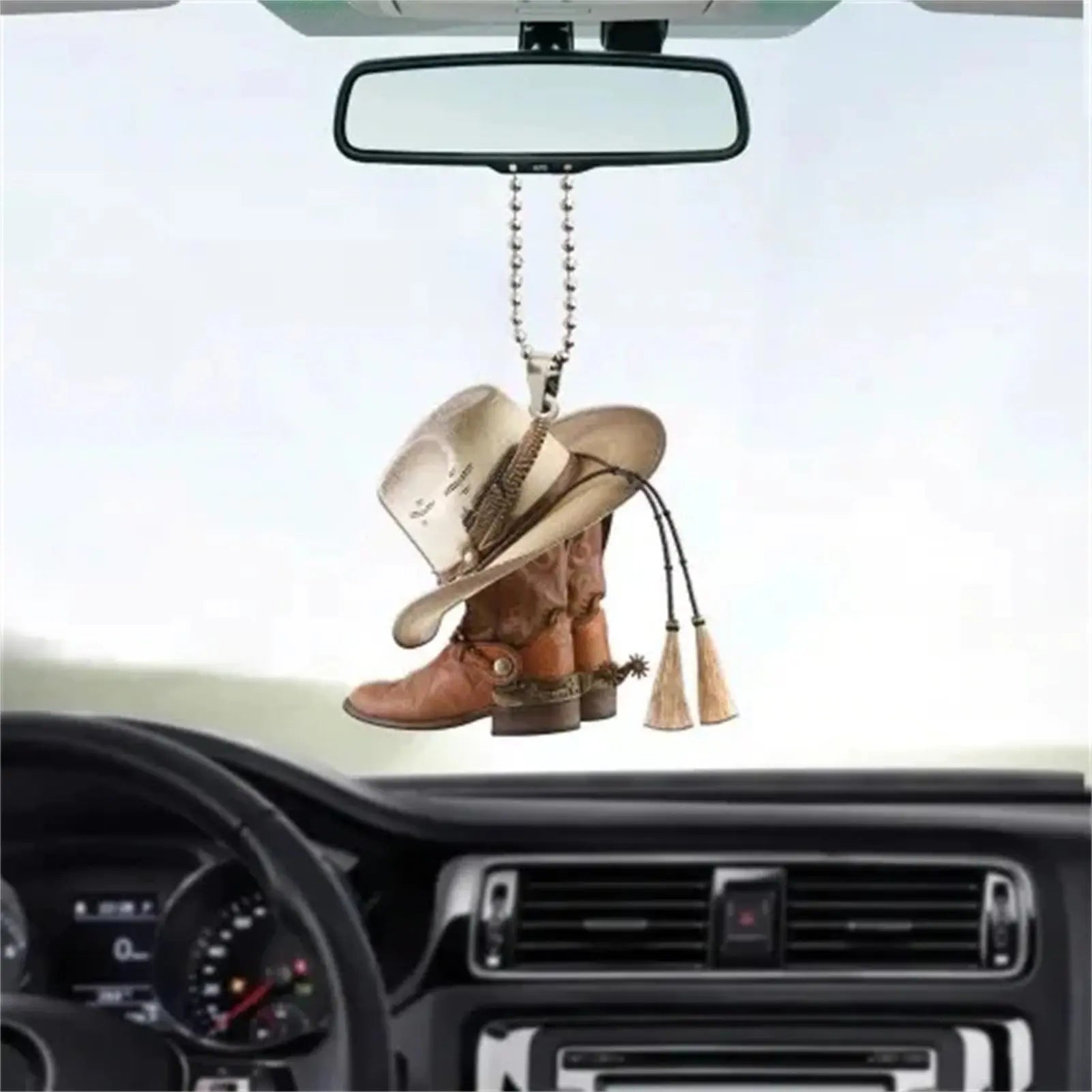 Car Rear View Mirror Cowboy Boots Decoration Kaia's Barn