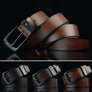 PU Leather For Men High-Quality Fashion Black Pin Buckle